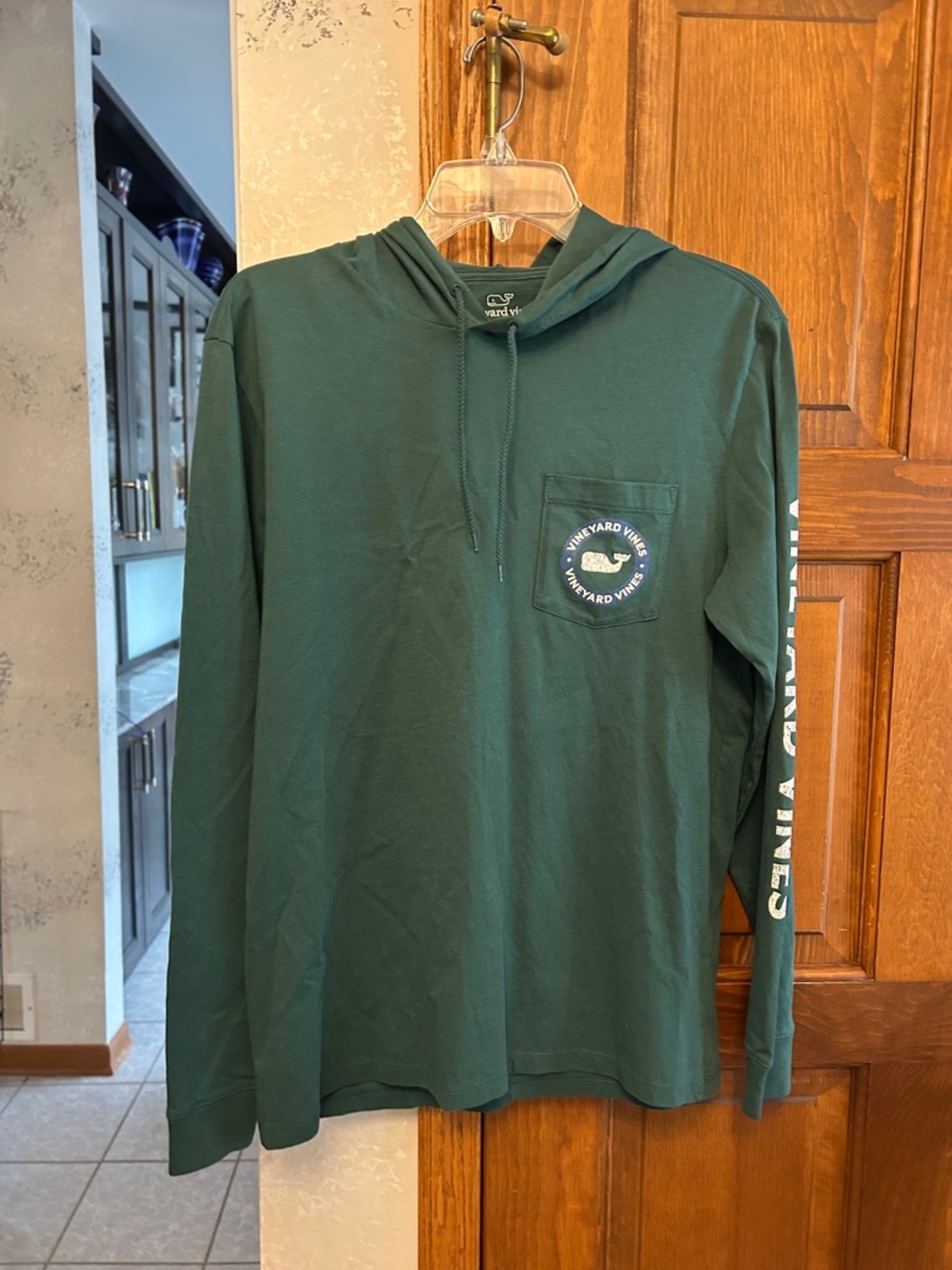 Vineyard Vines Dark Green Hooded Long Sleeve Pocket Tee